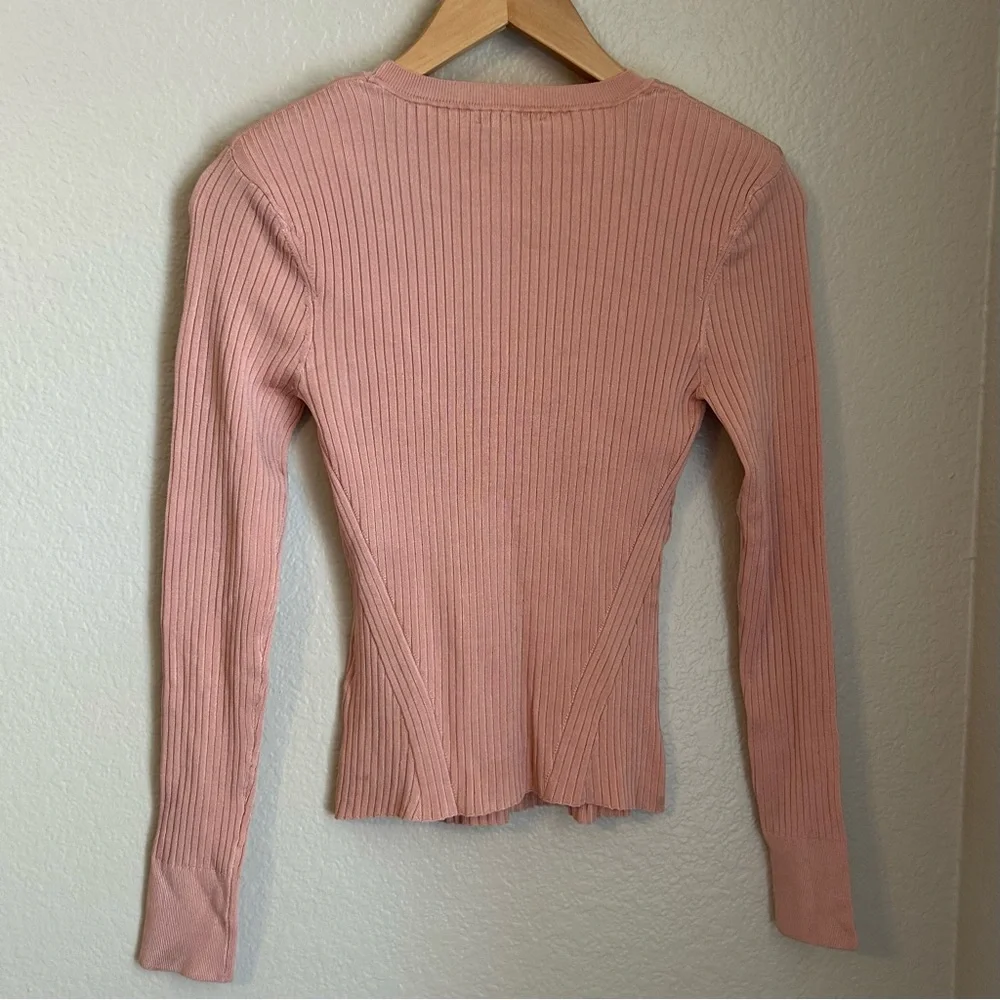 NWT, Veronica Beard Women’s Acara Ribbed Knit Pullover in Pink Clay, Size Small - Picture 9 of 11